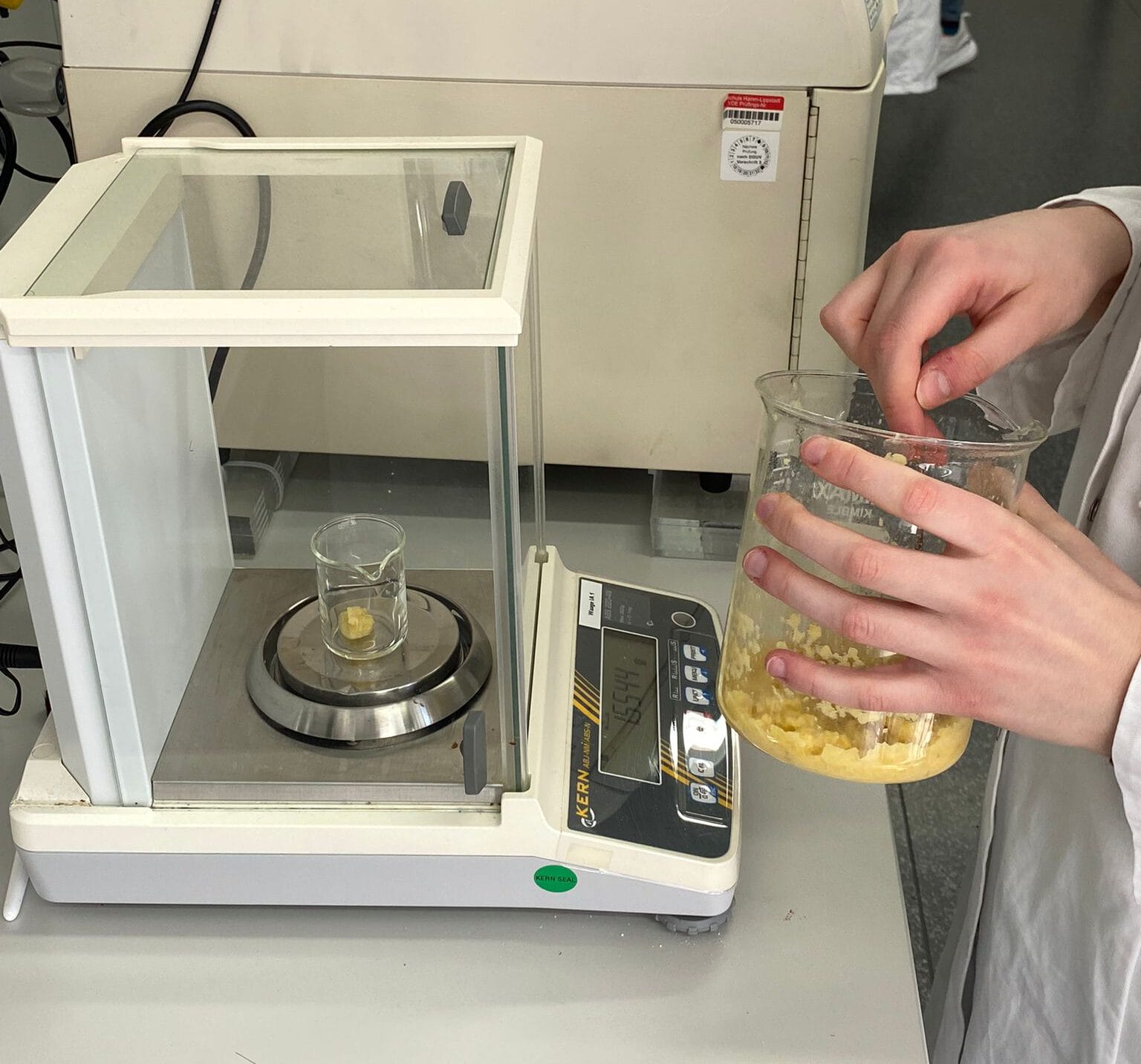 Einwaage von pürierten Kartoffeln